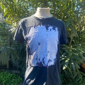 Anvil Black and Blue Sequin Women's Short Sleeve Tee